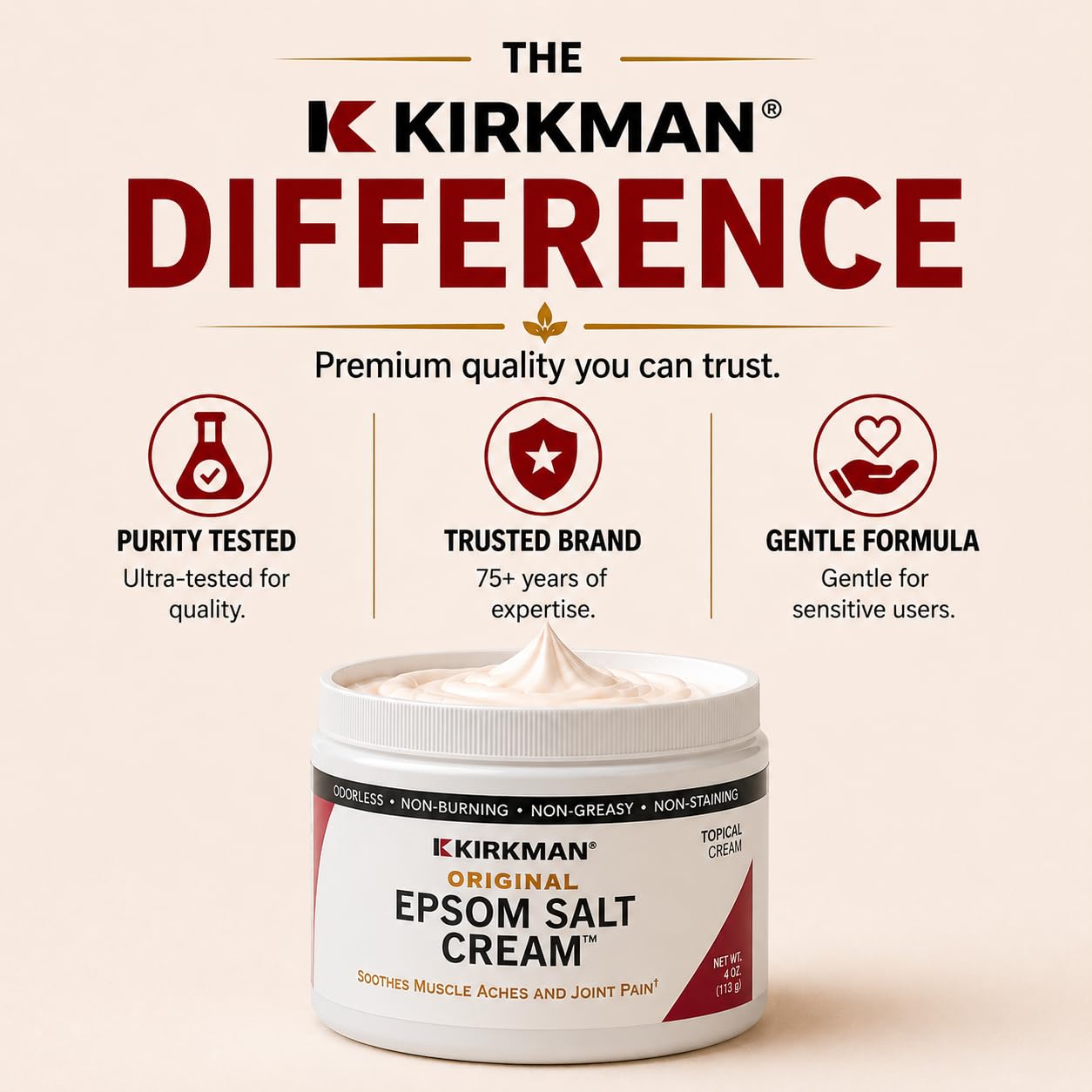 Original Epsom Salt Cream, 4 oz (113 gm), Kirkman Labs : Amazon.co